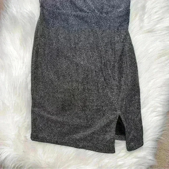 Lulus Take Me Anywhere Silver Sparkly Asymmetrical Bodycon Mini Dress Small - Picture 7 of 10